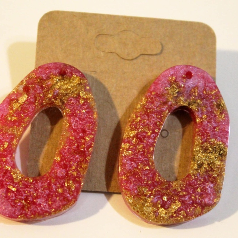 Pink and Gold Statement Earrings